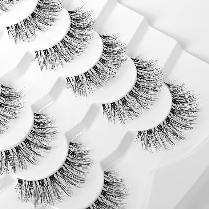 Dramatic Long Thick Faux Mink Lashes Pack Jiocolor Fluffy 3D Volume Eye Fake Eyelashes 7 Pairs Full Crossed Big Eye Lashes Pack DJ-31