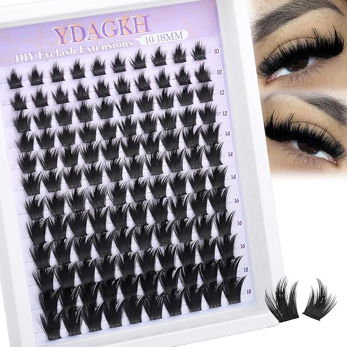 Volume Lash Clusters Spikes Manga Cluster Eyelash Extension 400D Anime Lash Extension Spiky Eyelash Extension 10-18mm DIY Spikes Individuals Thick Cluster Lashes Wispy 120Pcs