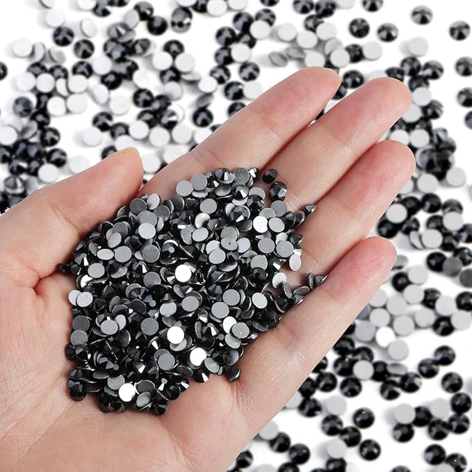 Beadsland Flatback Rhinestones Bulk, 14400pcs Rhinestones for Nails Crafts Clothes DIY Decoration, Jet Hematite, SS10, 2.7-2.9mm