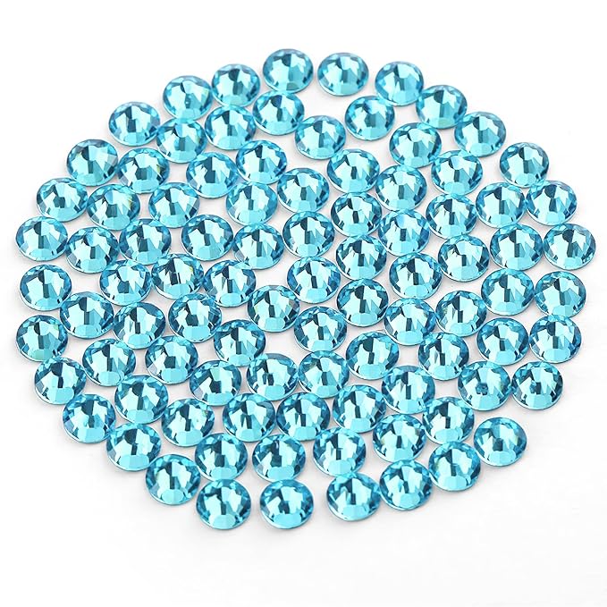 Novani Rhinestones 1440pcs SS20 Glass Rhinestones Crystal Flatback Gemstones for Crafts Nails Makeup Bags and Shoes Decoration（SS20, Aquamarine）