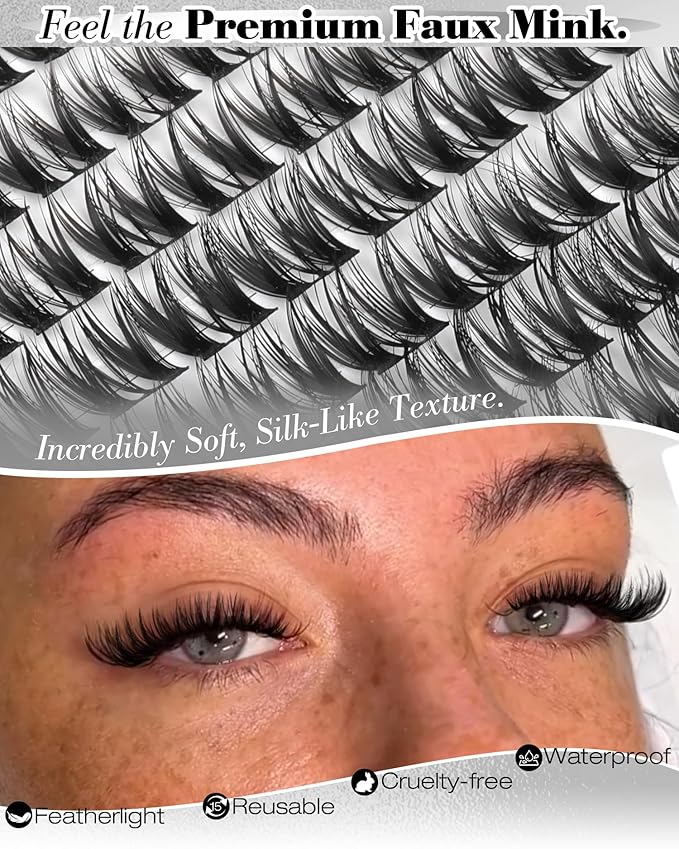 Flaunt Cluster Lashes Short 8-14MM Eyelash Clusters Wispy Lash Clusters Ultra-Dense Cluster Eyelash Extensions CD-Curly Wet Look Individual Lashes 110PCS Natural Clusters