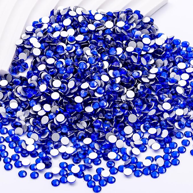 MEIBITE Flatback Rhinestones Bulk, 2880PCS Sapphire Rhinestones for Clothes DIY Decoration Crafts, Sapphire, SS30, 6.3-6.5mm