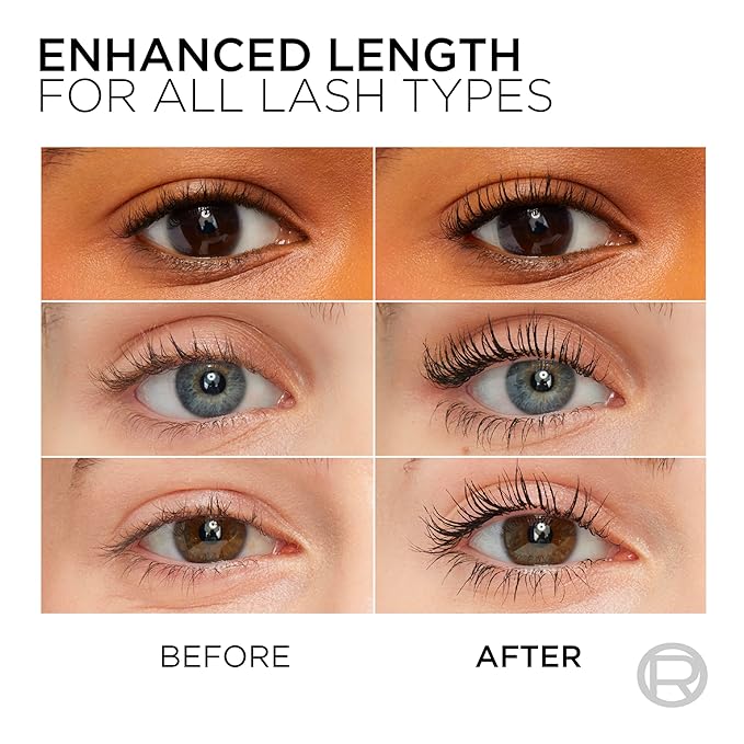 L'Oreal Paris Makeup Telescopic Original Lengthening, Lash Separating Mascara with Dual Precision Brush, Washable, Carbon Black, 0.27 Fl Oz., 2 Count