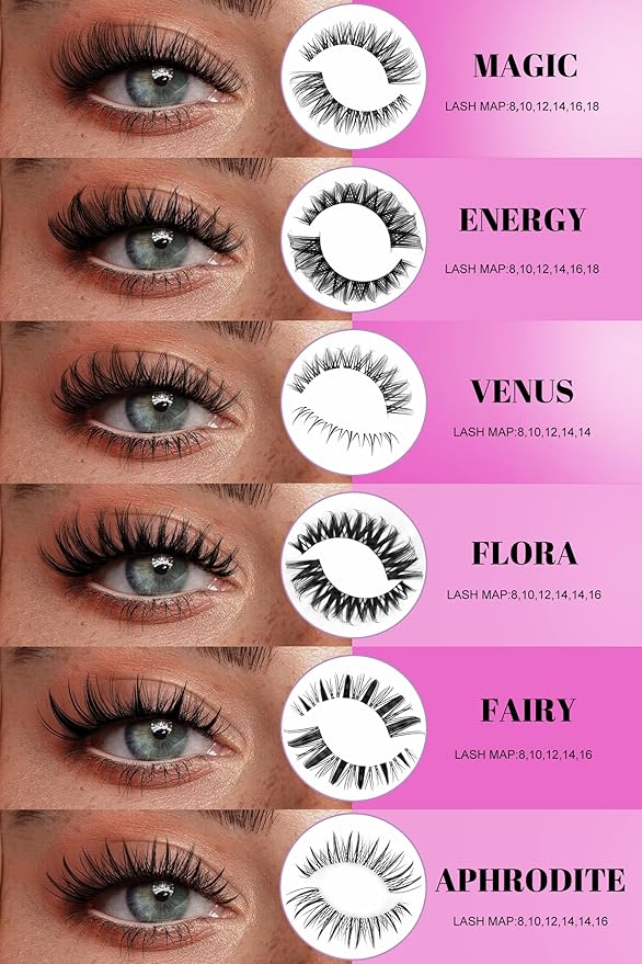 Magic Lash Clusters Natural 8-18mm Slightly Volume Wispy & Spikes Eyelash Clusters Extension Kit D Curl Individual DIY False Eyelash Extension Fake Eye Lashes With Wide & Thin Invisible Lash Band