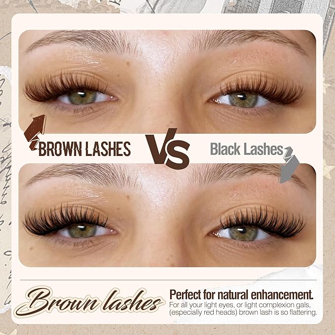 Mavphnee Brown Lash Clusters Wispy Cluster Eyelash Extensions Natural Cluster Lashes C-Curly Fairy Eyelash Clusters Dark Brown Individual Lashes Travel Pack DIY Anytime Anywhere (126Pcs, 10-16MM)
