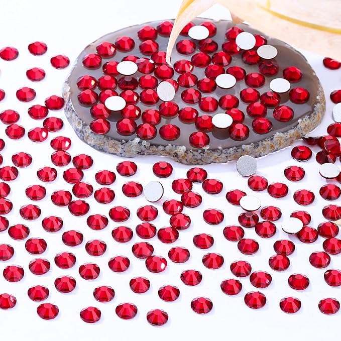 Meibite Siam Flatback Rhinestones, Glass Rhinestones for Nail Art and Craft, Glue Fix, Loose Crystal Gemstones(Siam, SS34, 576pcs, 7.1-7.3mm)