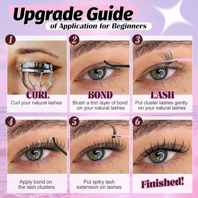 Natural Lash Clusters with Spikes Wispy Eyelash Clusters C Curl Eyelash Extensions 10-14mm Individual Lashes with Lash Spikes 13-19mm DIY Manga Lashes Extension Look by Yawamica