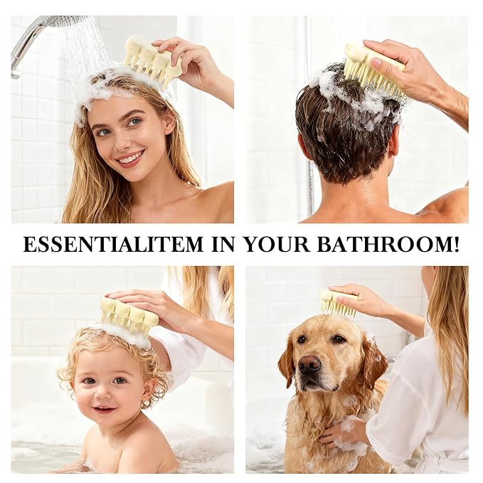 KISMETICS Luxury Shampoo Brush, Scalp Massager and Exfoliator Features Soft Bristles to Aid in Dandruff Relief, Increase Circulation, Stimulate Hair Growth for Healthy Looking Hair