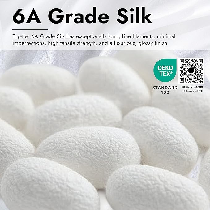 100% Mulberry Silk Scrunchies for Curly Hair, Thick Hair, and All Hair Types, 22 Momme 6A Grade, Girl Hair Ties, OEKO‑TEX Certified, Anti‑Frizz, Luxury Gift for Women, Cool Presents for Wife (Cream)