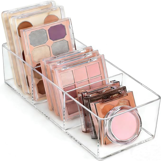 WECHENG Acrylic Makeup Organizer: Drawer Organizer for Bathroom - Stackable Cosmetic Display Cases for Vanity Countertop and Makeup Storage Containers (3-Compartment)