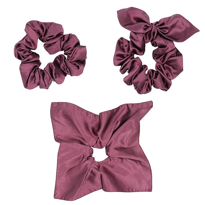 100% Mulberry Silk Scrunchies for Curly Hair, Thick Hair, and All Hair Types, 22 Momme 6A Grade, Girl Hair Ties, OEKO‑TEX Certified, Anti‑Frizz, Luxury Gift for Women, Cool Presents for Wife (Wine)