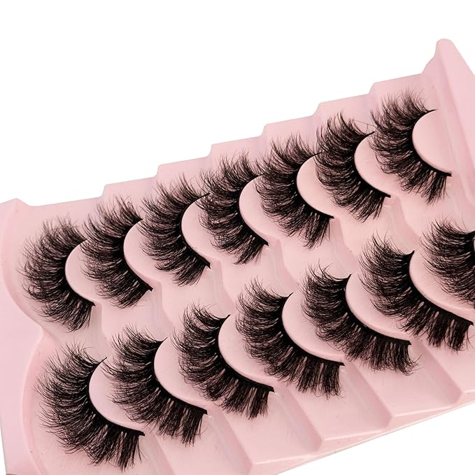 Mink Lashes Fluffy Yasnai False Eyelashes Wispy 3D Volume Thick Lashes 20mm Fake Lashes Natural Look Eyelashes 7 Pairs Pack