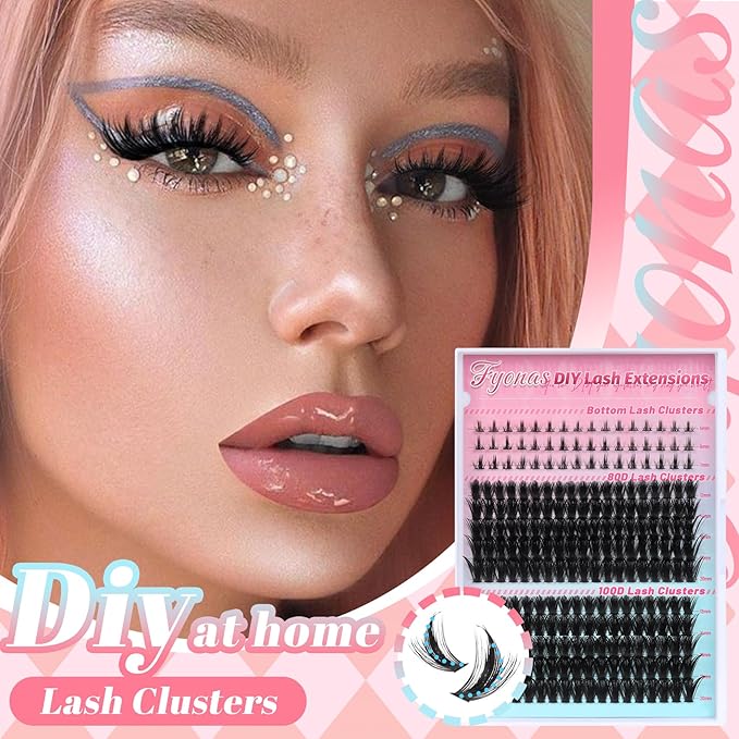 Fyonas Lash Clusters 80D+100D Manga Cluster Eyelashes 12-20mm Spiky Volume Individual Lashes with Natural Bottom Lashes DIY Fluffy Eyelash Extensions 233Pcs Fairy Lash Clusters (Mix03)