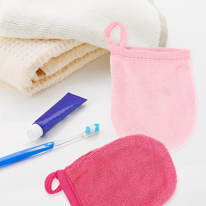 JHKNNK Reusable Makeup Remover Pads Mitt for Face, Eye, Lips, Microfiber Facial Cleansing Cloths, Efficient Pore Cleaning Face Wash Wipes for Skin Types,