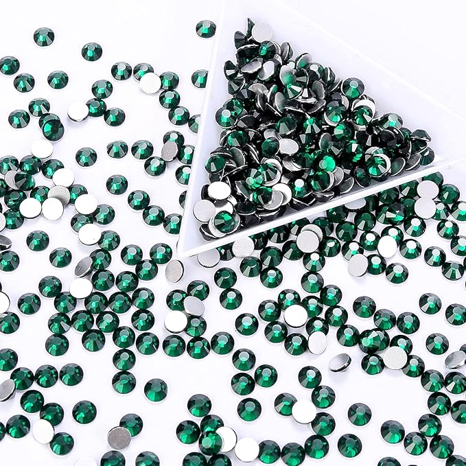1440Pcs Dark Green Crystal Rhinestones,Glass Flatback Rhinestones Gemstones for Nail Face Makeup Art Crafts Clothes Decoration -(SS16,4.0mm,Dark Green)
