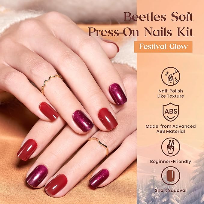Beetles Press On Nails Kit - Festival Glow | 360Pcs 12 Colors Short Square Press On Nails | 15 Sizes Matte Glossy Glitter With Nail Glue & Nail Tabs Stickers, Fake Nails Kit Art For Women