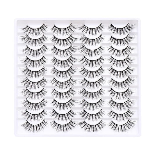 False Eyelashes 20 Pairs Wispy Lashes Faux Mink Lashes 14mm 3D Fluffy Cat Eye Lashes （style 20-057)