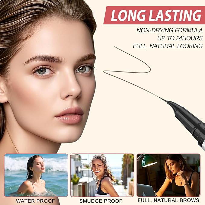 LAVONE Hair-Like Eyebrow Pen Makeup kit, Eyebrow Pencils for Women with Waterproof Microblading Eyebrow Pencil, Eyebrow Pomade, Eyeliner and Eyebrow Brush, Create Full, Natural Brows, Brunette