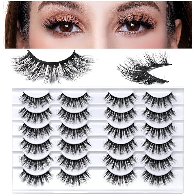SONAFEEL Super Soft 6d Mink Lashes Natural Look 15mm 12Pairs Volume Lashes Pack Handmade Reusable Strip Lashes Bulk False Eyelashes