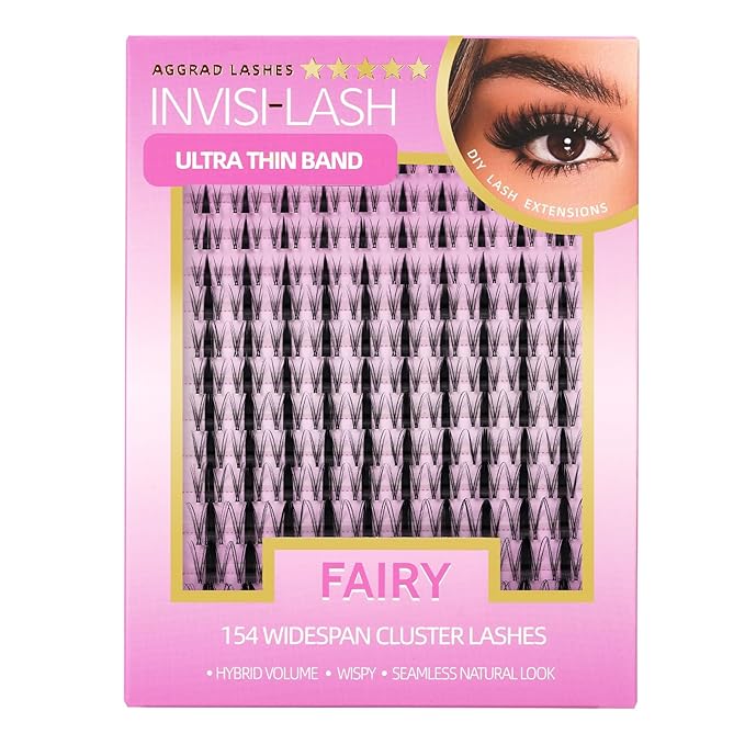 Fairy Lash Clusters Kit 8-18mm Manga Eyelashes Cluster Extension Kit D Curl Individual DIY Fake Lashes Extensions Wet-Look Spiky Anime Self Adhesive False Eyelashes, 0.03mm Ultra-Thin Invisible Band
