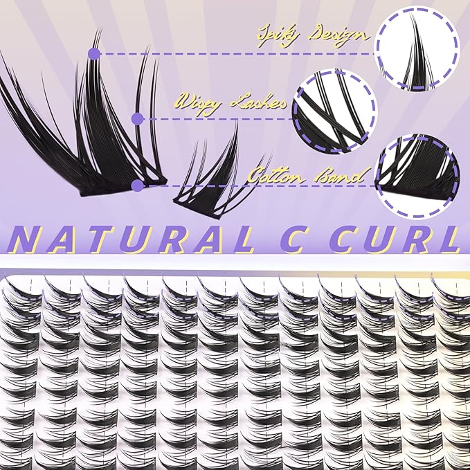 Fyonas Manga Lash Clusters Fox Eye Cluster Lashes Left & Right Fairy Eyelash Clusters Natural Look Spiky Anime Cluster Eyelash Extensions with Thin Band 120Pcs Cat Eye Lashes for Beginners (Manga)