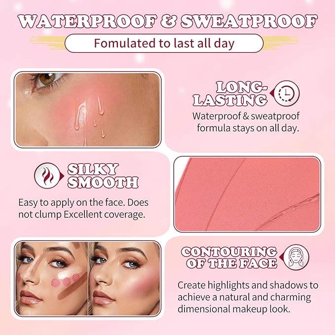 AWCCXMYM 6 Colors Cream Contour Stick Makeup Set Dual-ended Blush & Highlighter Bronzer Stick for Sculpt the Cheeks Long Lasting & Waterproof Matte Finish Face Contouring Set A