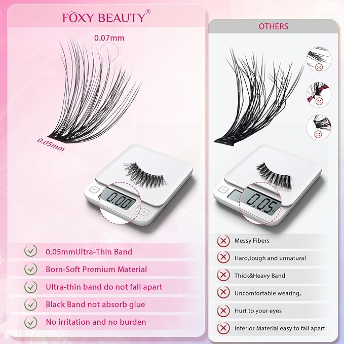 Waltz Lash Clusters Kit - Lash Clusters Lashes D Curl Eyelash Clusters Lash Extension Kit 30D40D50D60DFluffy eyelash clusters kit with Bond and Seal 0.07MM False Eyelashes DIY at Home