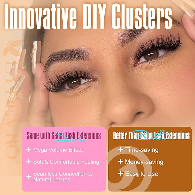 EYDEVRO Manga Lash Clusters Wispy Eyelash Clusters Anime Cluster Eyelash Extensions Natural DIY Lash Extensions Eyelash Extensions Cat Eye Individual Lashes