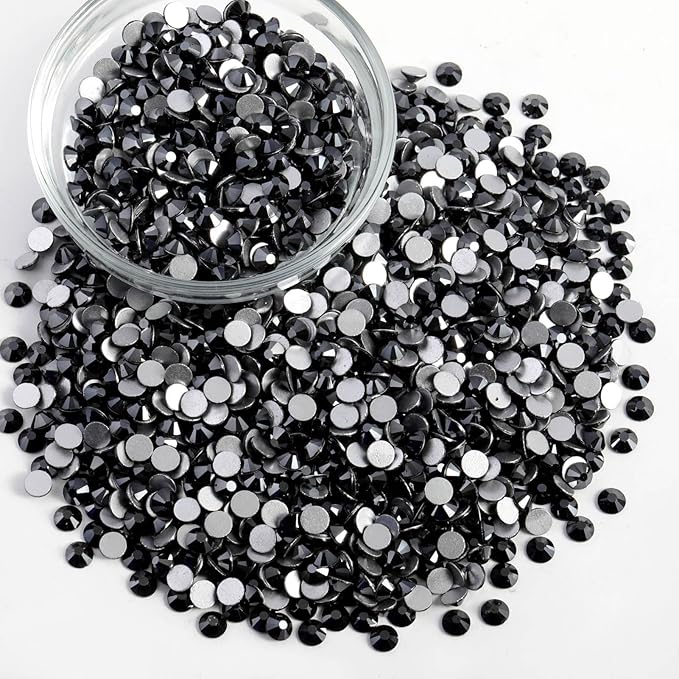 Beadsland Flatback Rhinestones Bulk, 14400pcs Rhinestones for Nails Crafts Clothes DIY Decoration, Jet Hematite, SS20, 4.6-4.8mm
