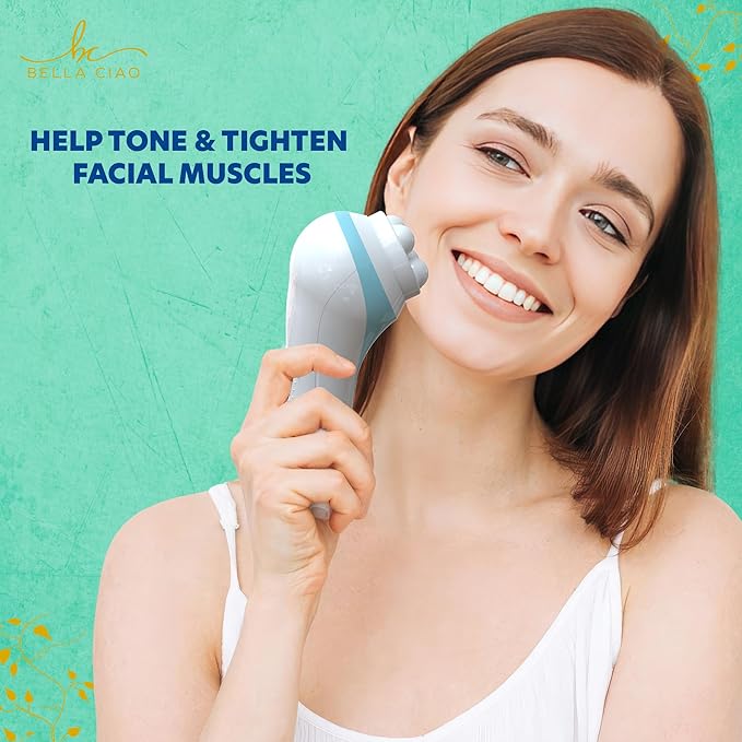 Bella Ciao 5-Piece Facial Cleansing Brush Set, Exfoliating, Massaging, and Cleansing Kit, Includes Cordless Tool, Exfoliator Head, Face Massager, Latex Sponge, and Nylon Brush, Batteries Not Included