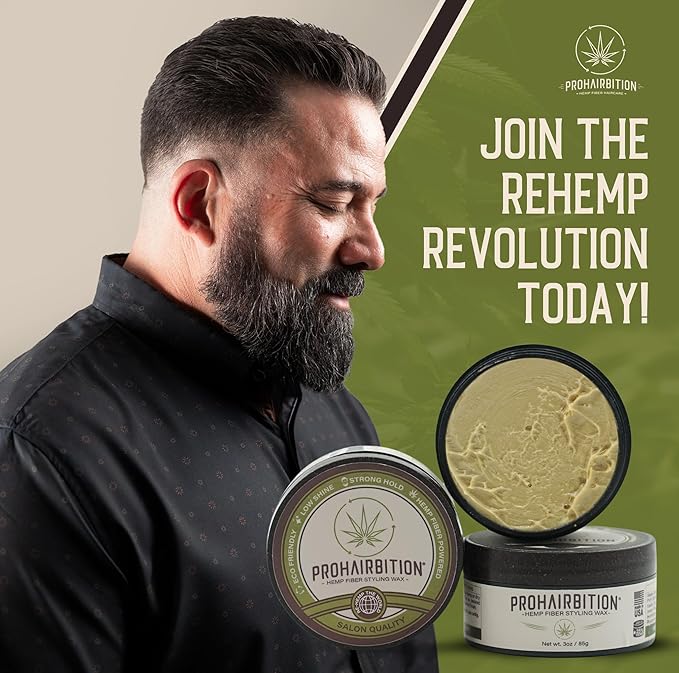 PROHAIRBITION Hemp Fiber Hair Wax Strong Hold Matte Finish – Non-Greasy and Long Lasting Hemp Infused Styling Wax for Healthier Hair- No Paraben Vegan Friendly Formula in Sustainable Packaging