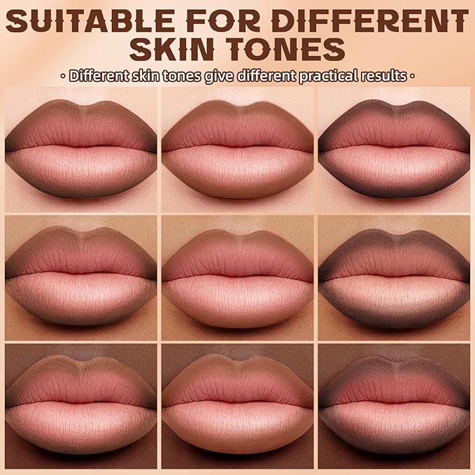 HOSAILY 3 Colors 2 in 1 Lip Liner Set, Matte Nude Dark Brown Lip Liner Plumping Smooth Creamy Lip Pencil, High Pigmented Long lasting Light and Medium Brown Lipstick Makeup, 01+04+06