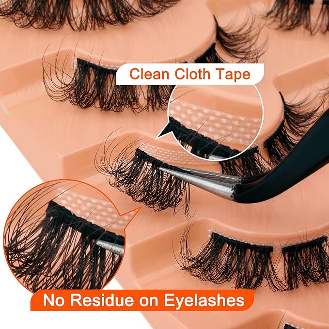 Natural Cluster Lashes D-Curly Eyelash Extensions Wispy Individual Lashes Strips False Eyelashes DIY Lash Extensions Multipack by Eefofnn