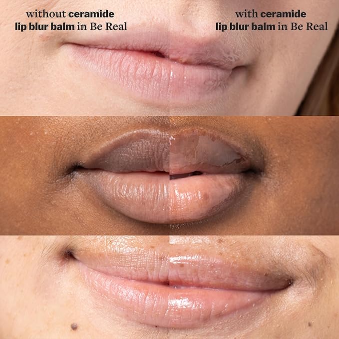 Cocokind Ceramide Lip Blur Balm, Be Real - Clear Hydrating Lip Balm with Ceramides & Peptides, Made for Sensitive Skin & Lips, Unflavored & Fragrance-Free - 3 pack
