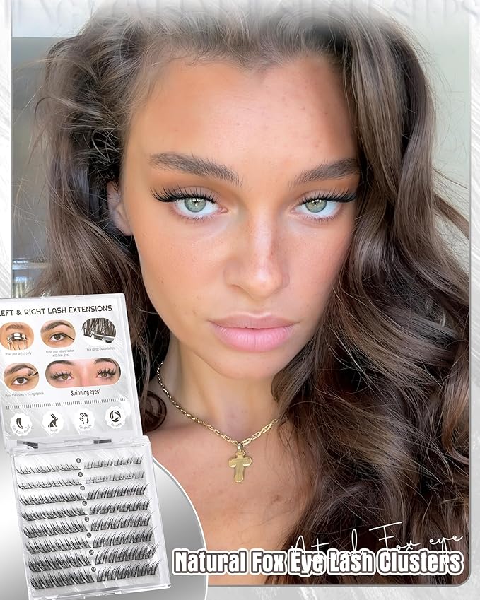 Fox Eye Lash Clusters Natural Clusters Eyelash Extensions 8-14MM Short Eyelash Clusters LC-Curly Pre-Mapped Lash Clusters Cat Eye Anime Individual Lashes Spikes Fox Eyes Lash Extension by Zegaine