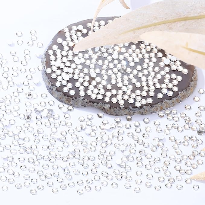 Meibite Crystal Clear Flatback Rhinestones, Glass Rhinestones for Nail Art and Craft, Glue Fix, Loose Crystal Gemstones(Crystal, SS8, 2880pcs, 2.3-2.5mm)