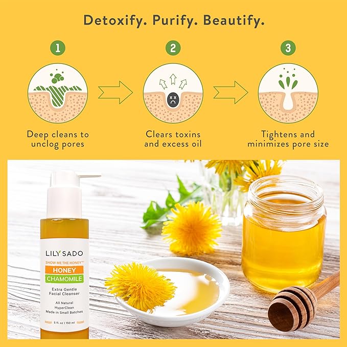 LILY SADO SHOW ME THE HONEY™ Extra Gentle Face Cleanser - Natural, Cruelty-Free Facial Wash Cleanses, Balances & Soothes - Reduces Pores & Blackheads - 5oz