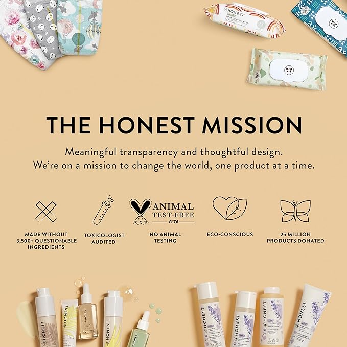 The Honest Company Unscented Wipes Over 99% Water Compostable Plant-Based Baby Hypoallergenic for Sensitive Skin EWG Verified Geo Mood 648 Count