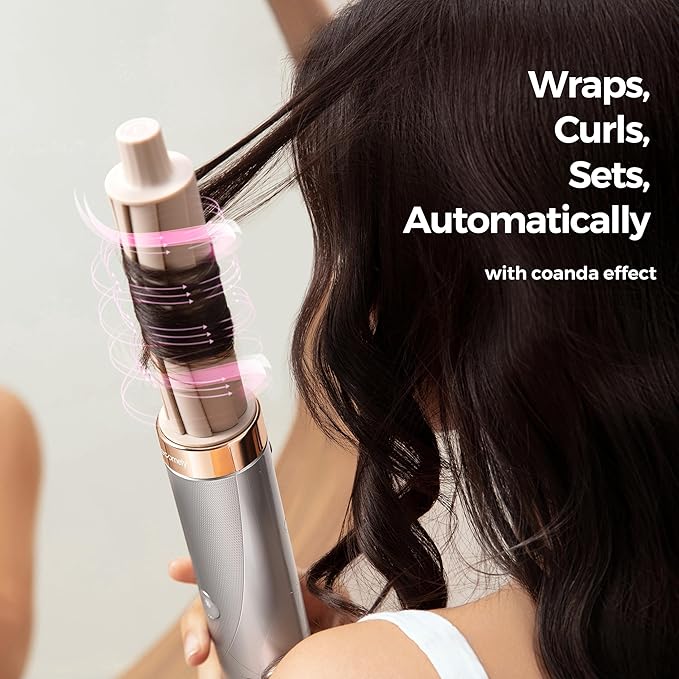 Lecomely 5 in 1 Hot Air Styler Wrap with Automatic Curling & Drying High-Speed Hair Dryer Brush with Negative Ion Technology for Frizz Control & Long Lasting Styles AirEdge A3