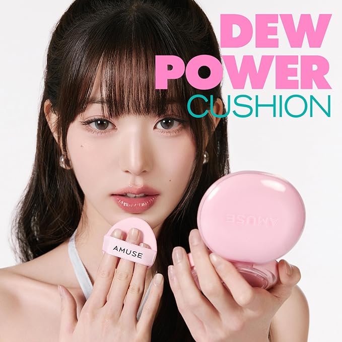 Amuse SEOUL Dew Power Vegan Cushion Foundation (1.5 NATURAL) | Dewy, glow, long-lasting, double coverage, clean beauty, lightweight, natural look, hydrating cushion