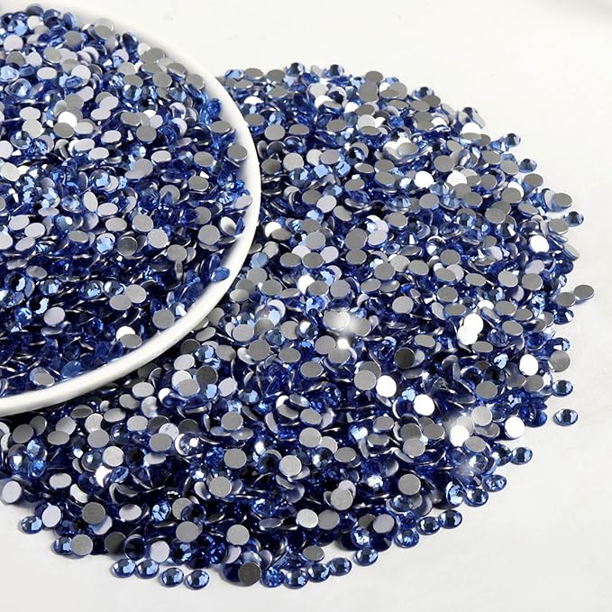 Beadsland Flatback Rhinestones Bulk, 14400pcs Light Blue Rhinestones for Nails Crafts Clothes DIY Decoration, Light Sapphire, SS10, 2.7-2.9mm