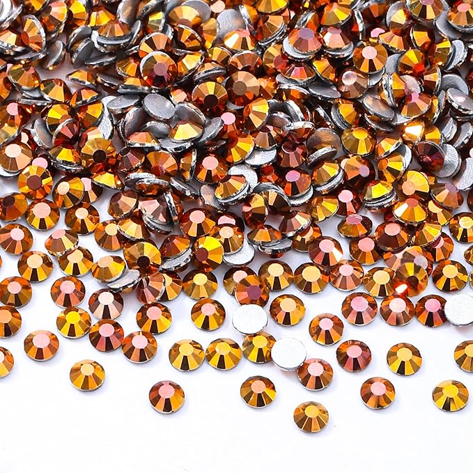 Meibite Gold Flatback Rhinestones, Glass Rhinestones for Nail Art and Craft, Glue Fix, Loose Crystal Gemstones(Gold, SS10, 2880pcs, 2.7-2.8mm)
