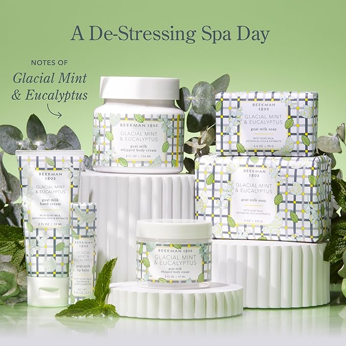 Beekman 1802 Glacial Mint & Eucalyptus Face Wipes - 30-Count - Scented - Cleanses, Nourishes & Hydrates - With Goat Milk, Aloe Vera - Good for Sensitive Skin - Cruelty Free