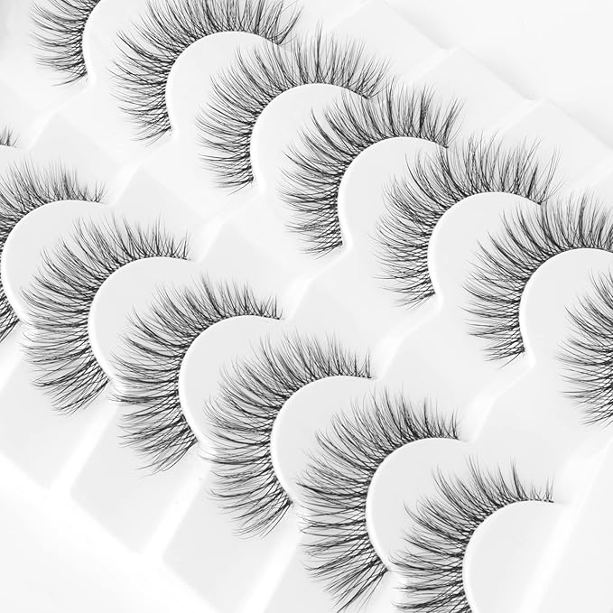 Eyelashes Natural Look Faux Mink Lashes Pack Jiocolor Fluffy False Eyelashes 7 Pairs Cat Eye Lashes Curl False Eyelashes DJ-37