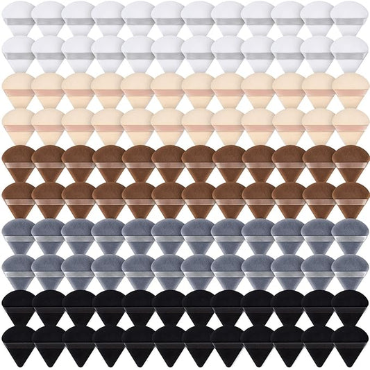 Skylety 120 Pieces Powder Puff Soft Triangle Makeup Puff Sponge Beauty Puff for Loose Powder Cosmetic Foundation Blender Dry Contouring Tools Women Thanksgiving Christmas Gift, 5 Colors (Dark Color)