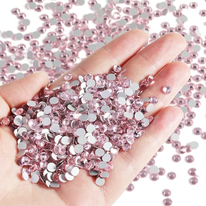 Beadsland Flatback Rhinestones Bulk,2880pcs Pink Rhinestones for Nails Crafts Clothes DIY Decoration, Light Rose/Light Pink, SS30, 6.3-6.5mm