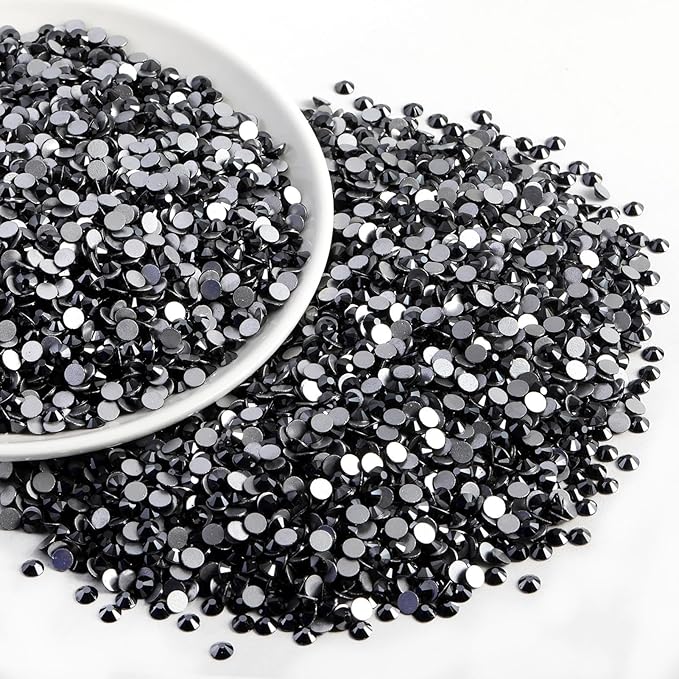 Beadsland Flatback Rhinestones Bulk, 2880pcs Black Rhinestones for Nails Crafts Clothes DIY Decoration, Black, SS34, 7.1-7.3mm