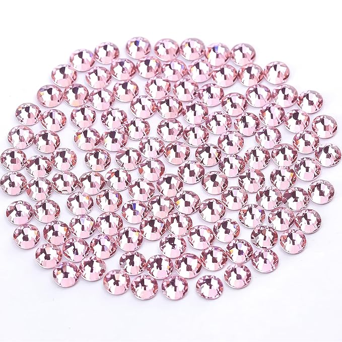 Novani Rhinestones 1440pcs SS10 Glass Rhinestones Crystal Flatback Gemstones for Crafts Nails Makeup Bags and Shoes Decoration（SS10, Pink）