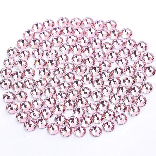 Novani Rhinestones 3000Pcs Flatback Crystal Round Loose Gemstones Glass Rhinestones for Crafts Makeup Nail Art Clothes Shoes DIY Decorations(SS8, 2.3-2.5mm,Pink)