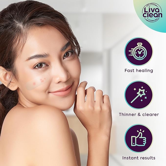 LivaClean LC 𝟏𝟎𝟎 𝐂𝐓, 𝟐 𝐏𝐚𝐜𝐤 Large Hydrocolloid Acne Patches - for Pore Spots Nose Face Cystic Pimple Zit Patch - Big Pimple Patches Hydrocolloid Bandages Strips Stickers Patch XL Large Acne